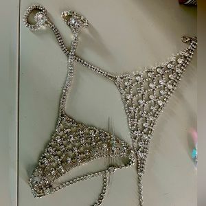 Barefoot sandals. Beach wedding. Toe ring. Rhinestone foot cover.